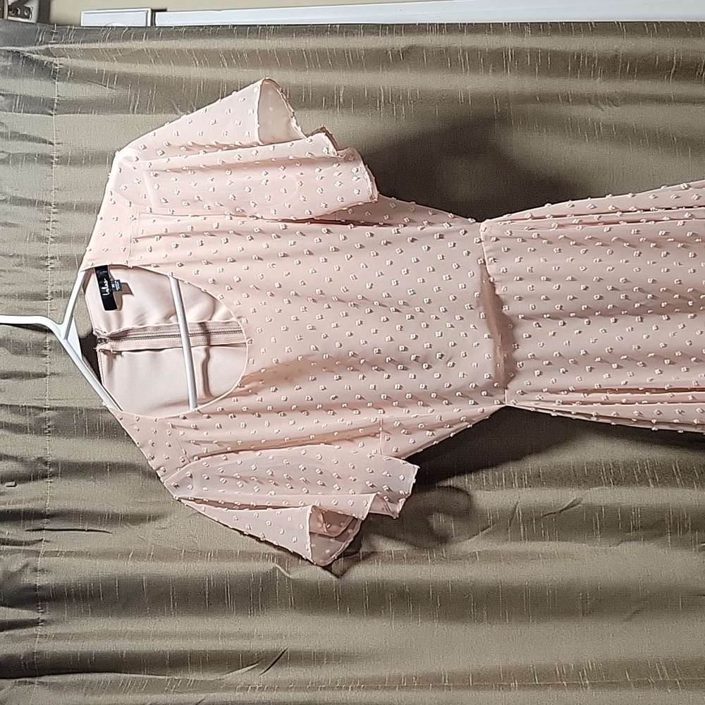 Deep in My Heart Blush Swiss Dot Cutout Maxi Dress